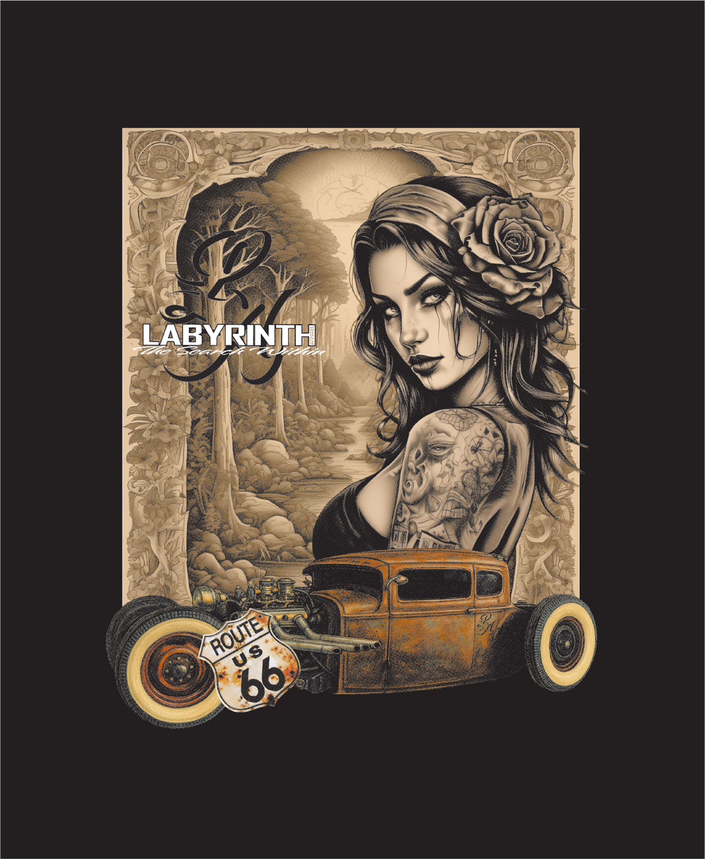 HOT ROD GIRL - BLACK TEE