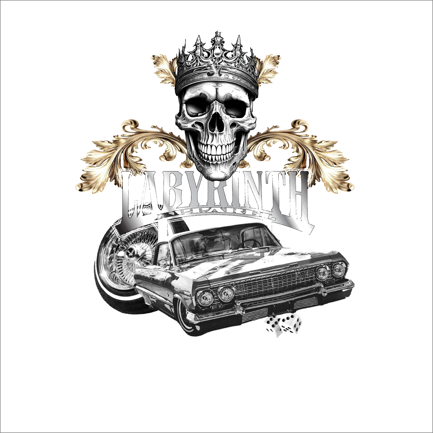 KING TRE LOWRIDER - WHITE TEE