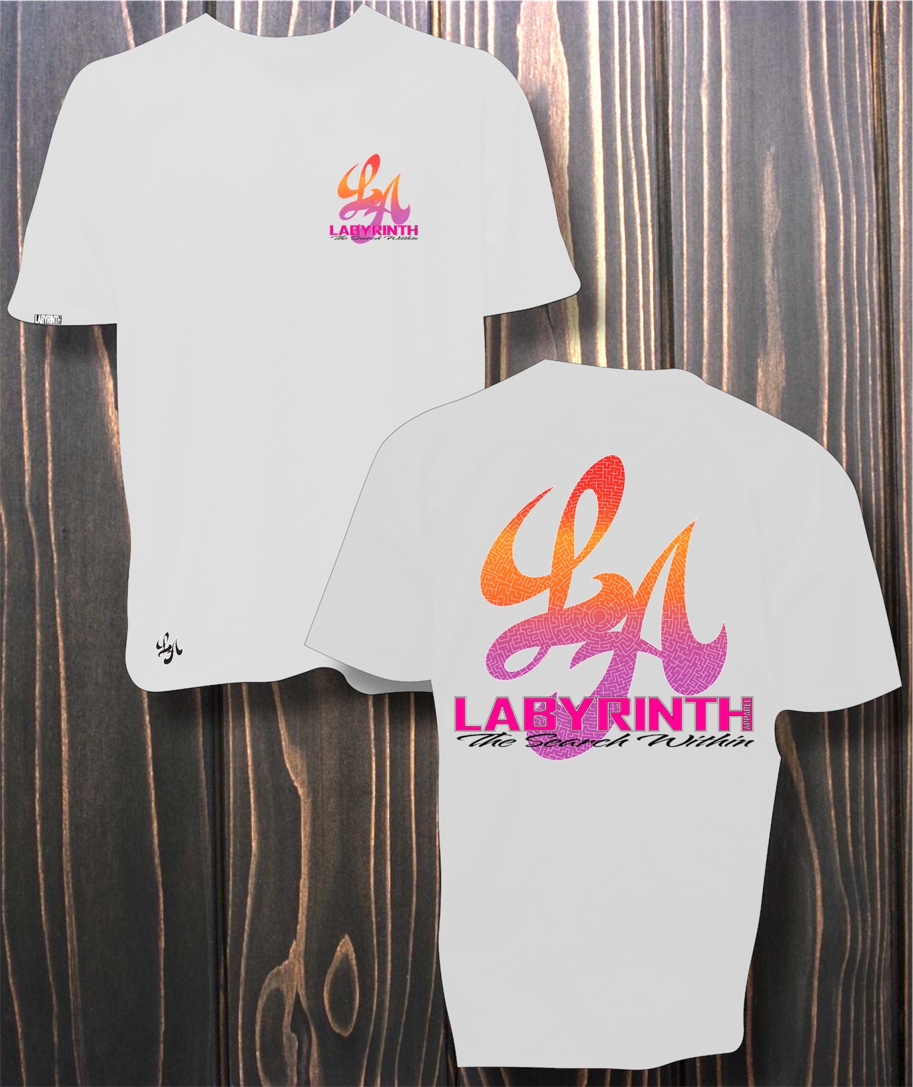 PINK/ORANGE AMAZED - WHITE TEE