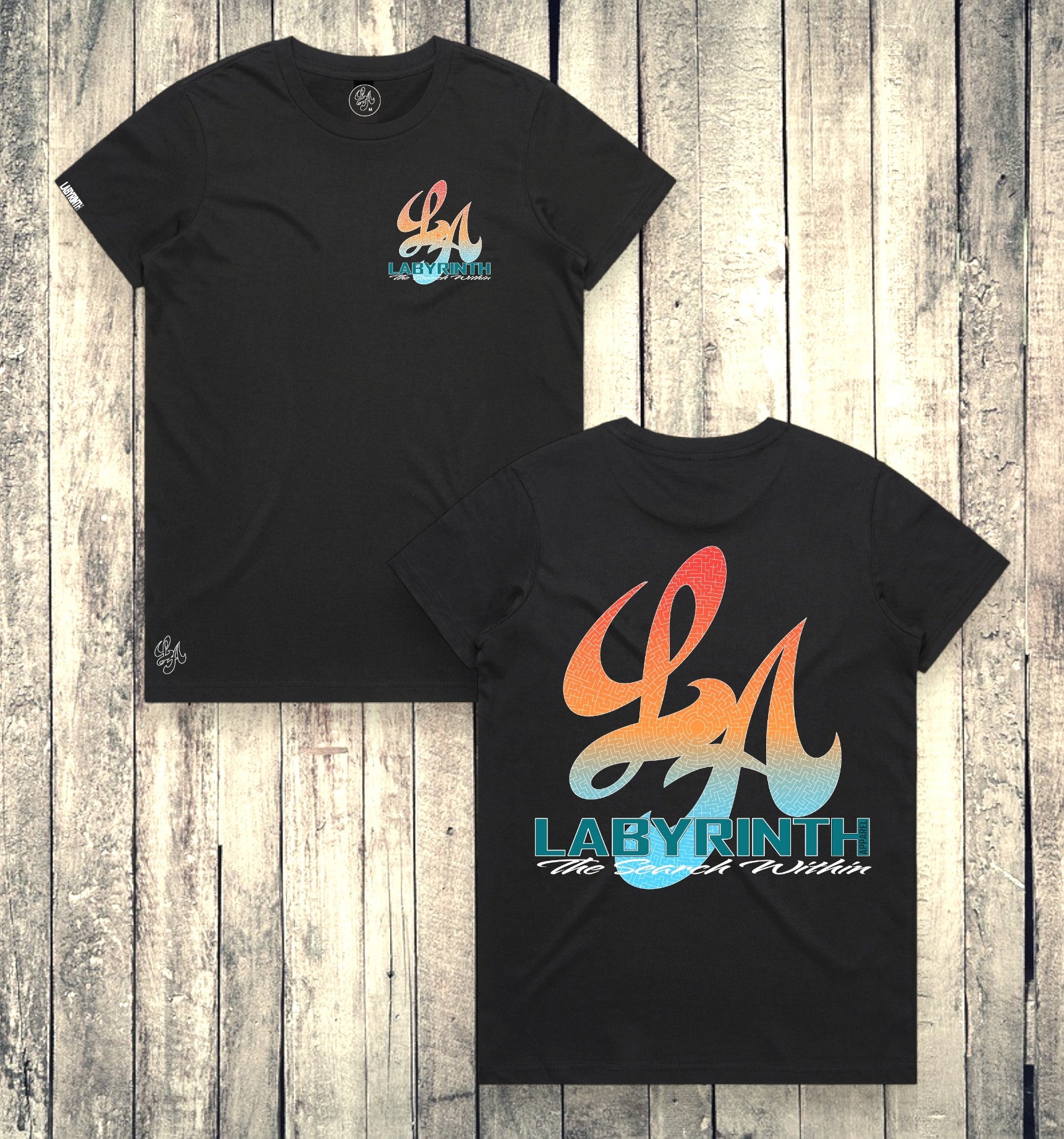 BLUE/ORANGE AMAZED - BLACK TEE