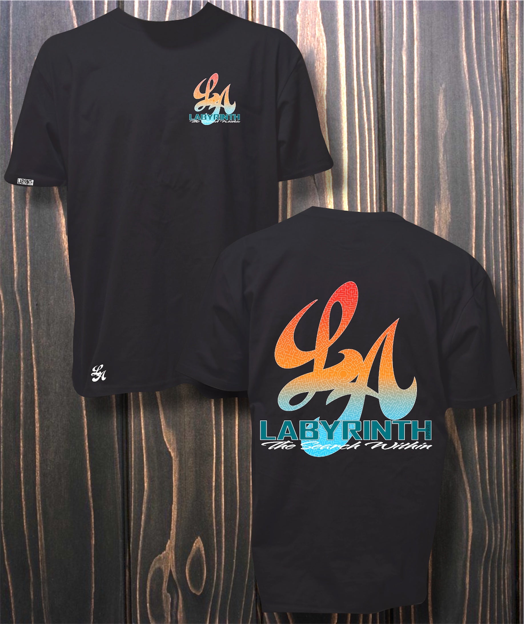 BLUE/ORANGE AMAZED - BLACK TEE